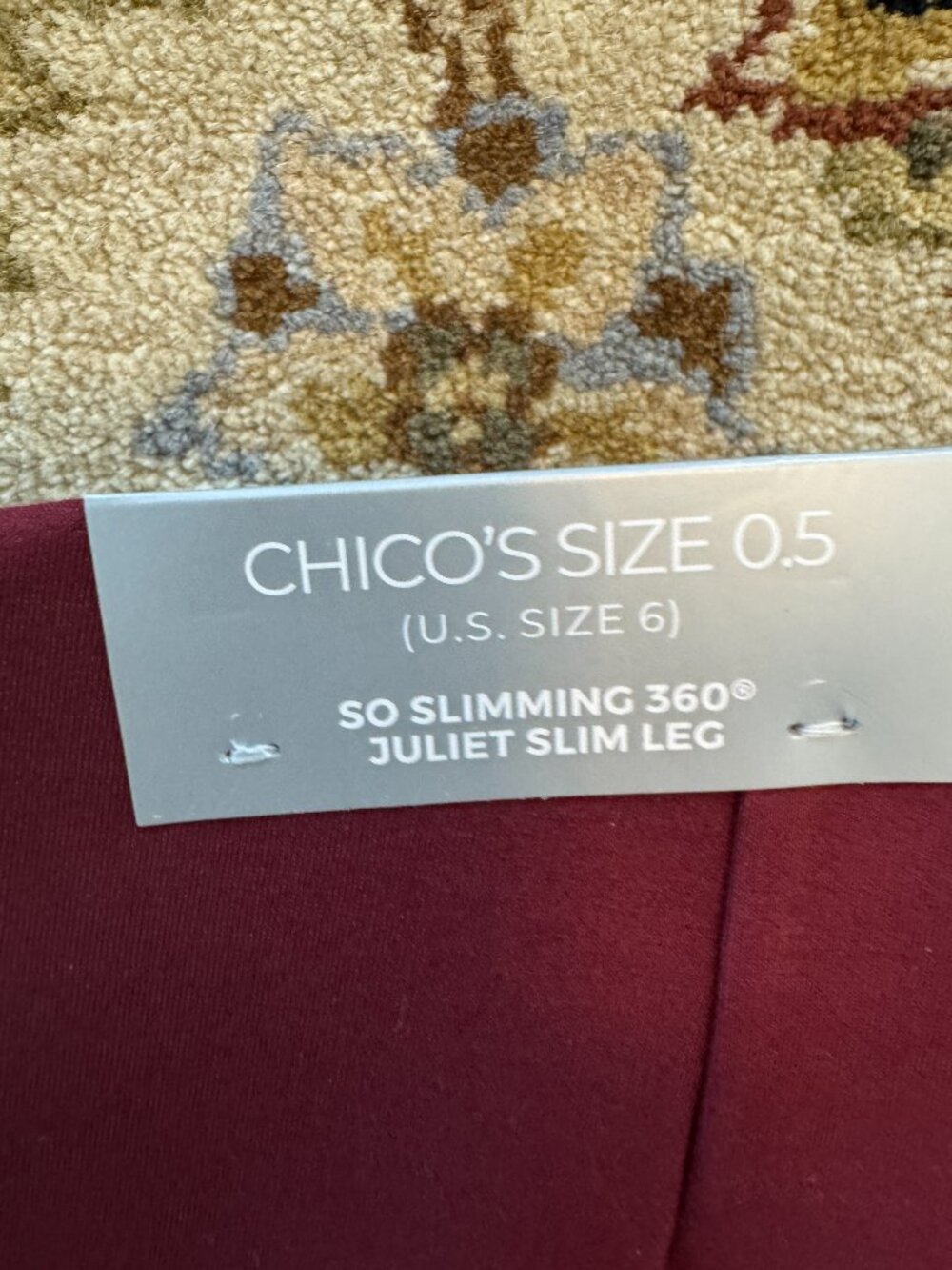 Chico's Pants Womens Size 6 - So Slimming Skinny Pleated Leg Pockets Red NWT - Picture 9 of 12